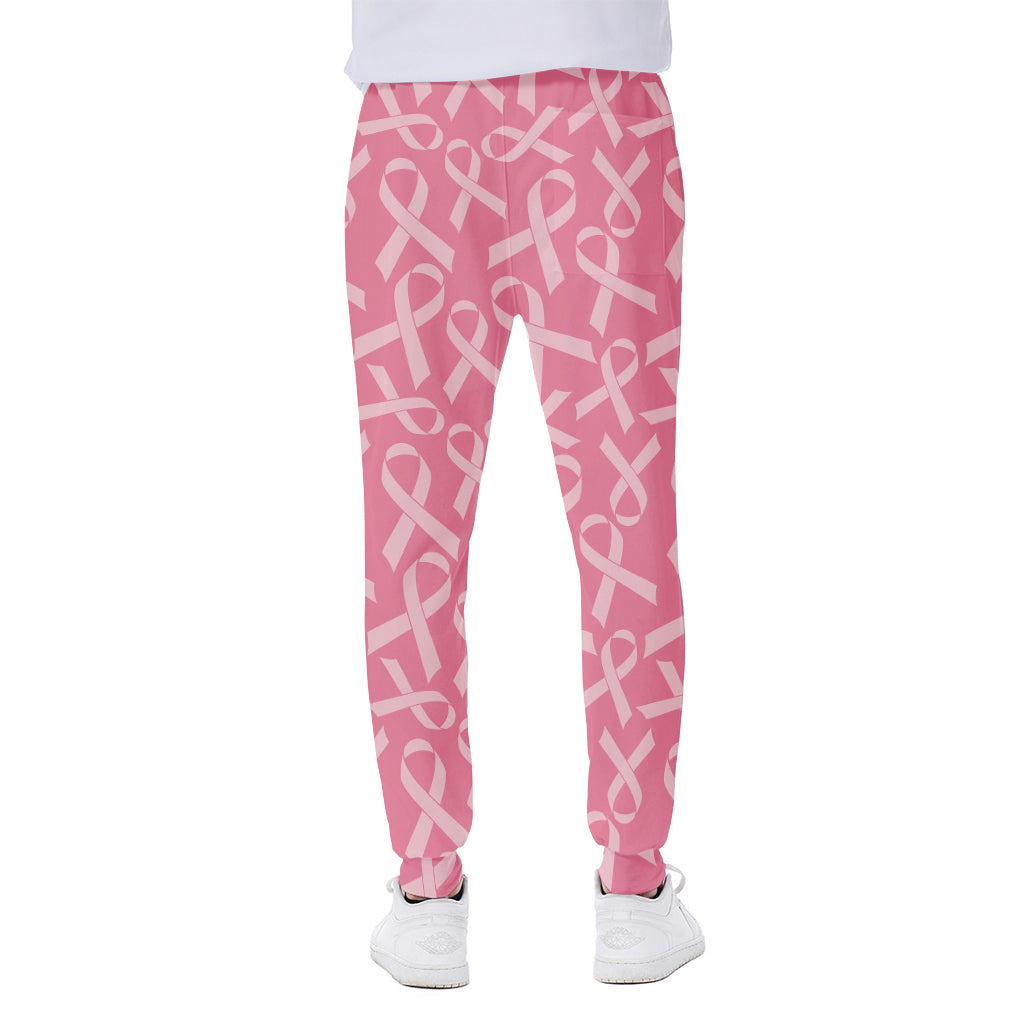 Pink Ribbon Breast Cancer Pattern Print Scuba Joggers