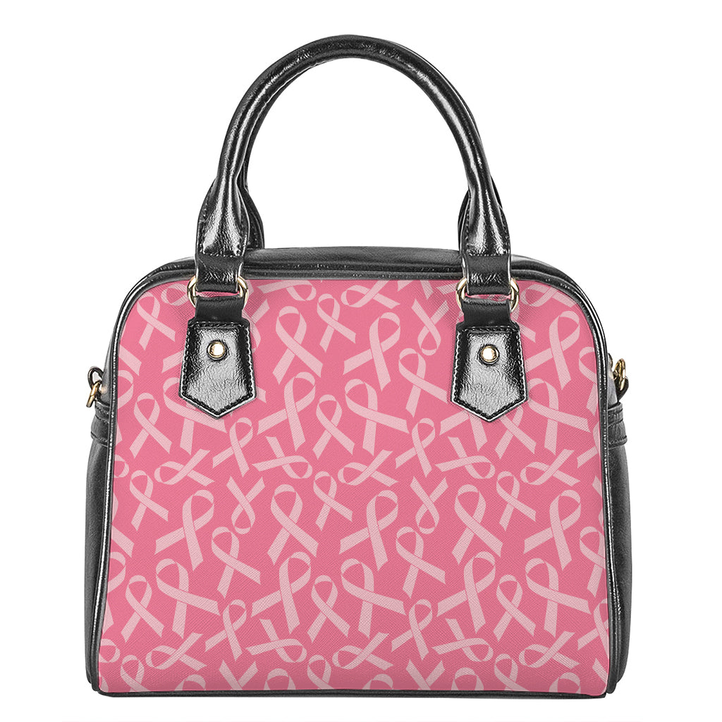 Pink Ribbon Breast Cancer Pattern Print Shoulder Handbag