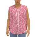 Pink Ribbon Breast Cancer Pattern Print Sleeveless Baseball Jersey