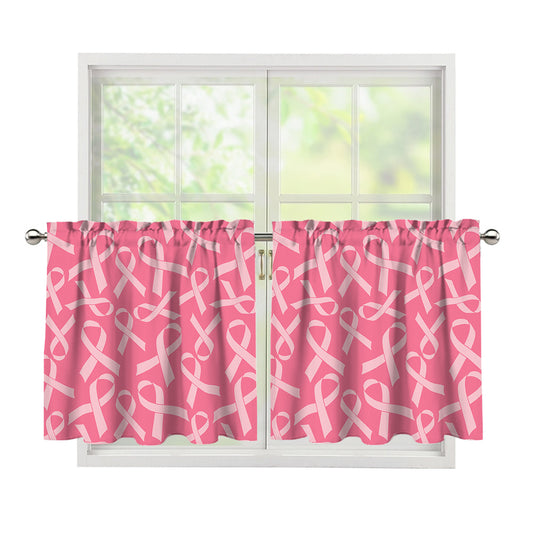 Pink Ribbon Breast Cancer Pattern Print Tier Curtains