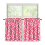 Pink Ribbon Breast Cancer Pattern Print Tier Curtains