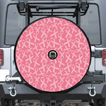 Pink Ribbon Breast Cancer Pattern Print Tire Cover With Camera Hole