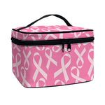 Pink Ribbon Breast Cancer Pattern Print Travel Makeup Bag