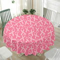 Pink Ribbon Breast Cancer Pattern Print Waterproof Round Tablecloth