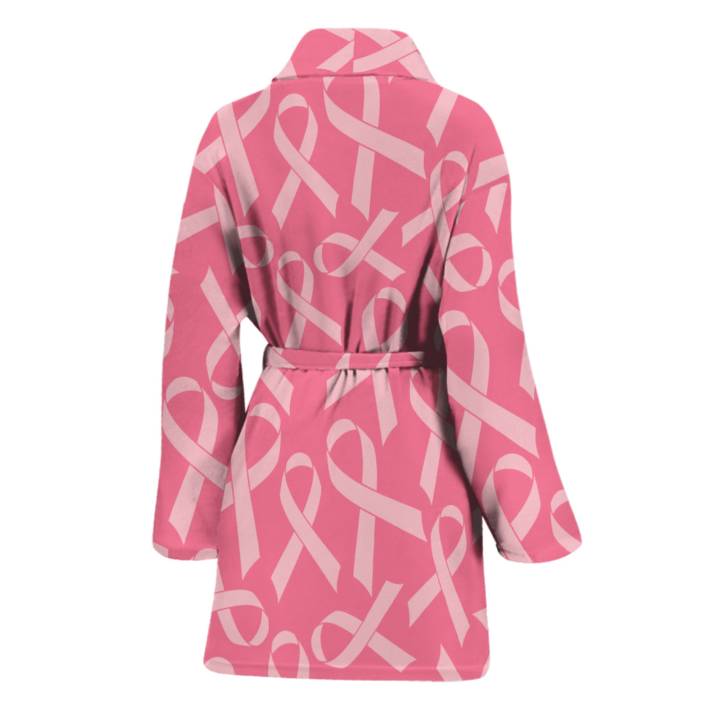 Pink Ribbon Breast Cancer Pattern Print Women's Bathrobe