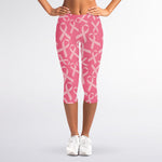Pink Ribbon Breast Cancer Pattern Print Women's Capri Leggings