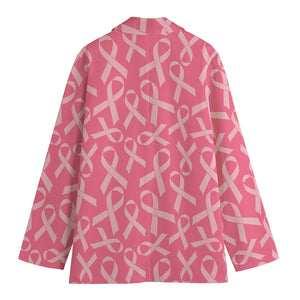 Pink Ribbon Breast Cancer Pattern Print Women's Cotton Blazer