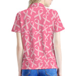 Pink Ribbon Breast Cancer Pattern Print Women's Polo Shirt