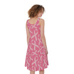 Pink Ribbon Breast Cancer Pattern Print Women's Sleeveless Dress