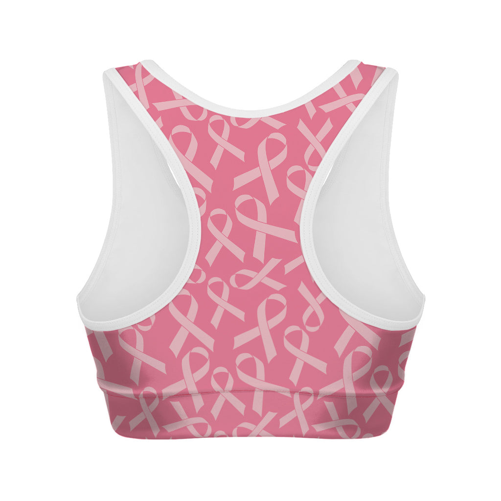 Pink Ribbon Breast Cancer Pattern Print Women's Sports Bra