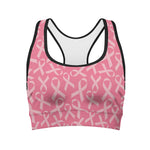Pink Ribbon Breast Cancer Pattern Print Women's Sports Bra