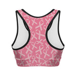 Pink Ribbon Breast Cancer Pattern Print Women's Sports Bra