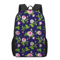 Pink Rose Floral Flower Pattern Print 17 Inch Backpack