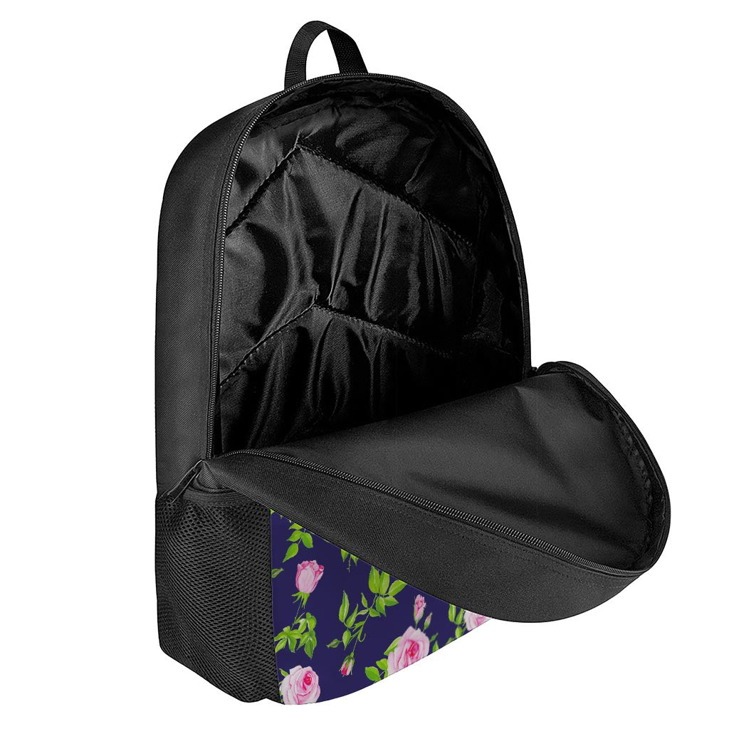 Pink Rose Floral Flower Pattern Print 17 Inch Backpack