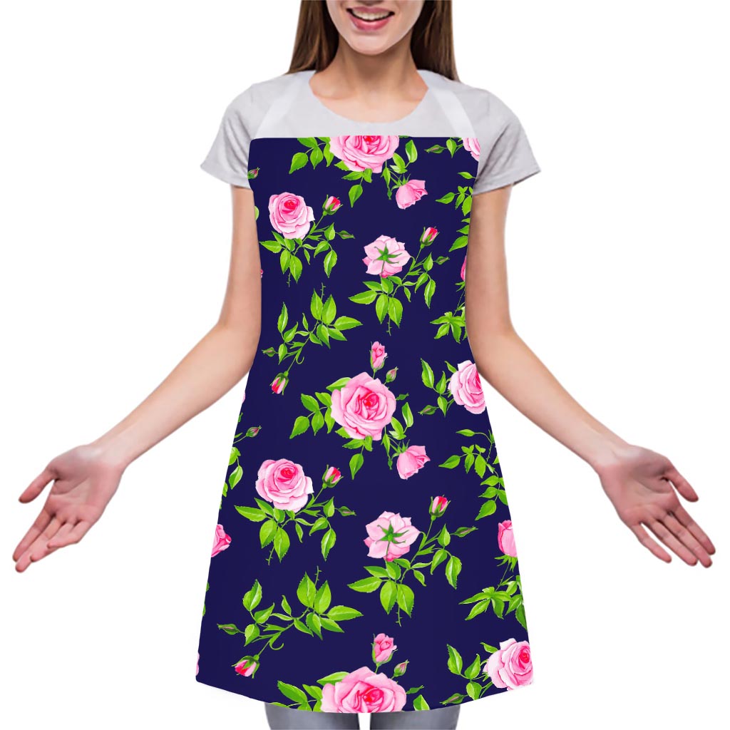Pink Rose Floral Flower Pattern Print Adjustable Apron