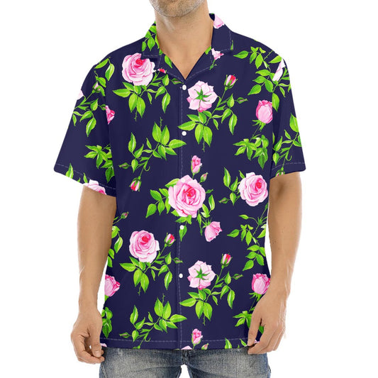 Pink Rose Floral Flower Pattern Print Aloha Shirt