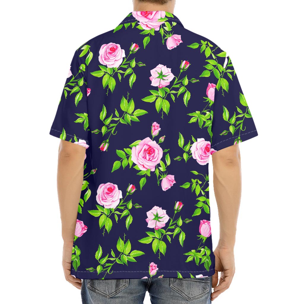 Pink Rose Floral Flower Pattern Print Aloha Shirt