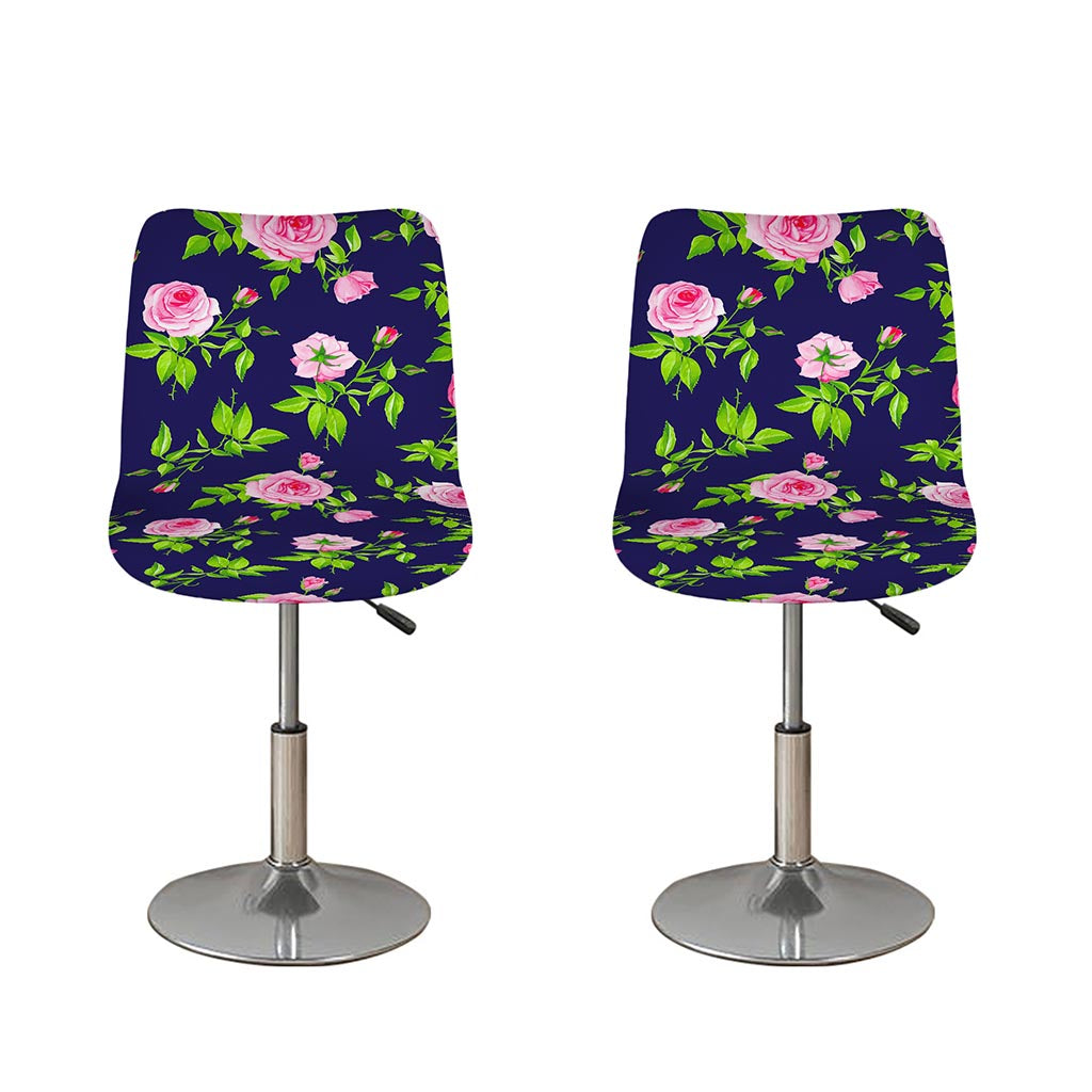 Pink Rose Floral Flower Pattern Print Bar Stool Covers