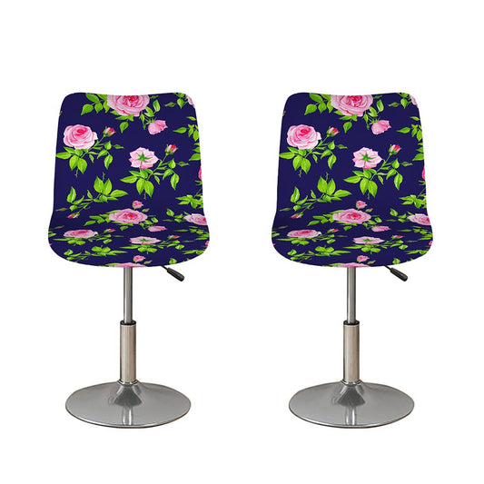 Pink Rose Floral Flower Pattern Print Bar Stool Covers