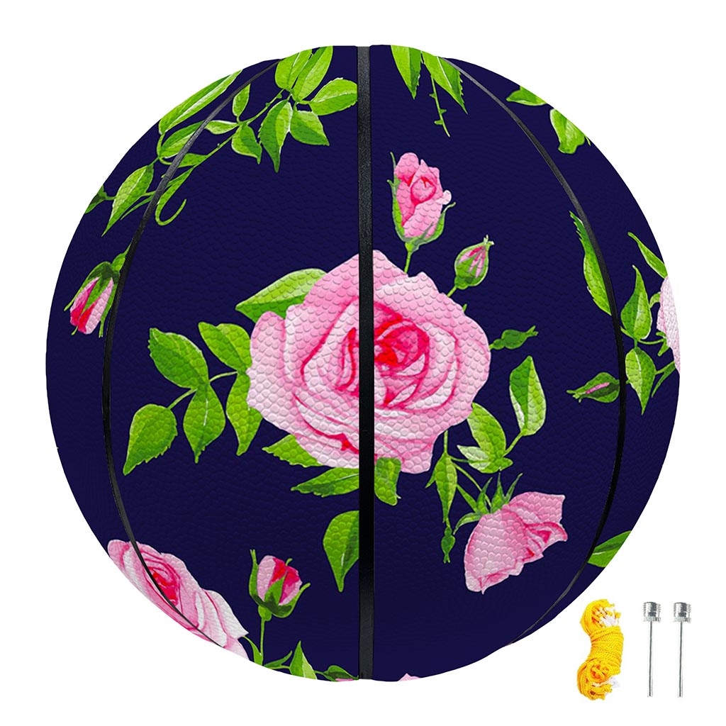 Pink Rose Floral Flower Pattern Print Basketball