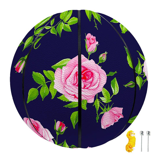 Pink Rose Floral Flower Pattern Print Basketball