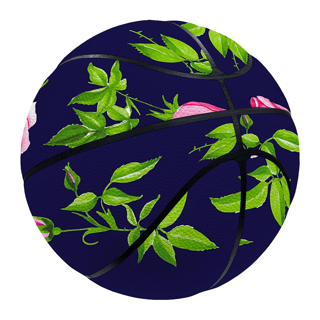 Pink Rose Floral Flower Pattern Print Basketball