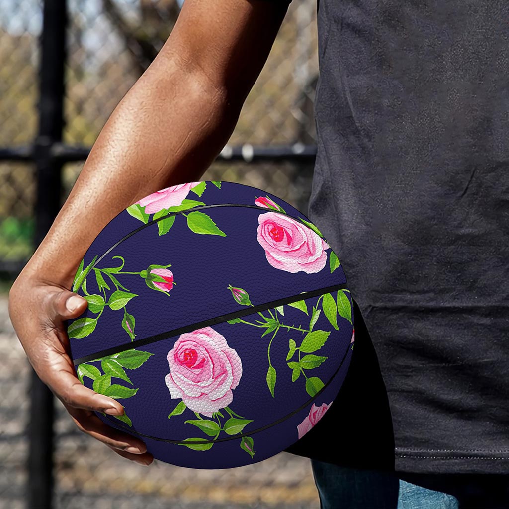 Pink Rose Floral Flower Pattern Print Basketball