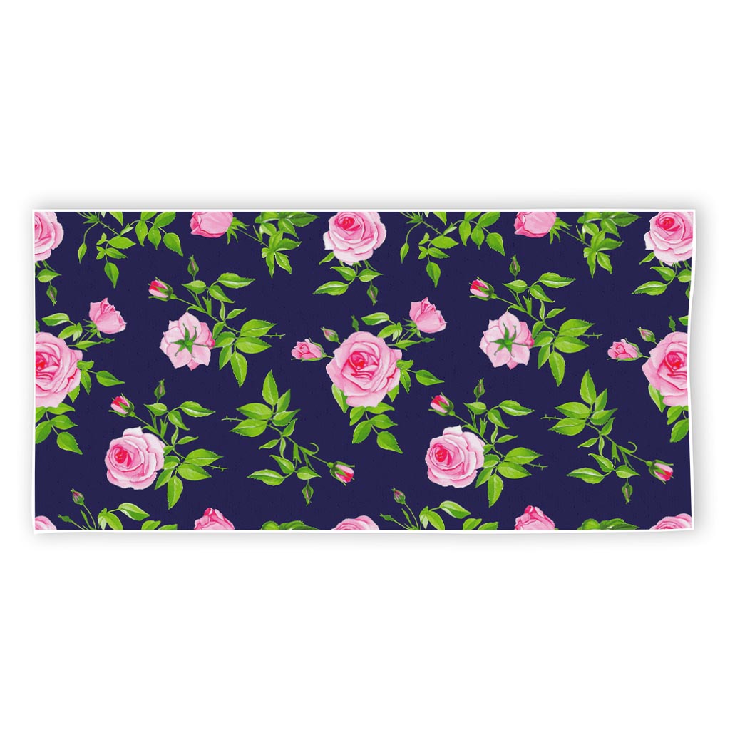 Pink Rose Floral Flower Pattern Print Beach Towel