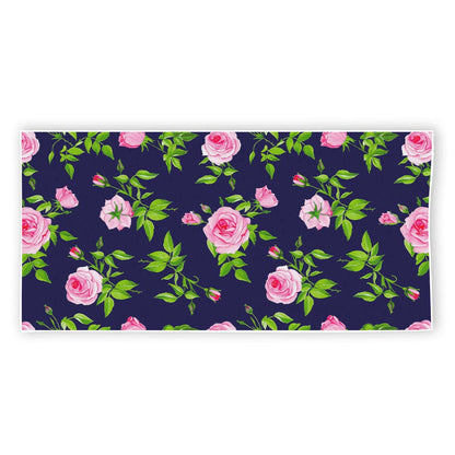 Pink Rose Floral Flower Pattern Print Beach Towel