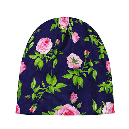 Pink Rose Floral Flower Pattern Print Beanie