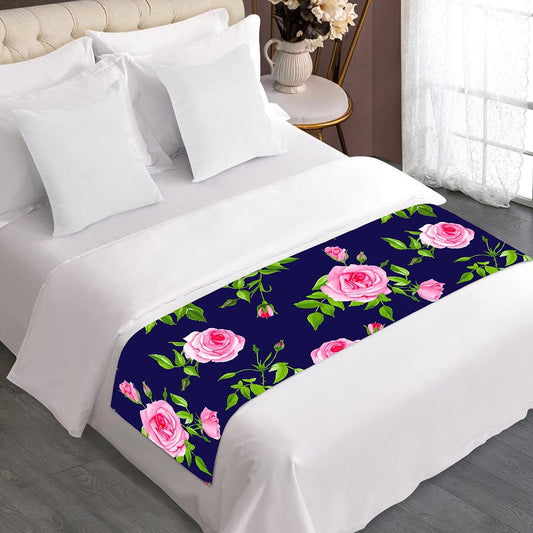 Pink Rose Floral Flower Pattern Print Bed Runner