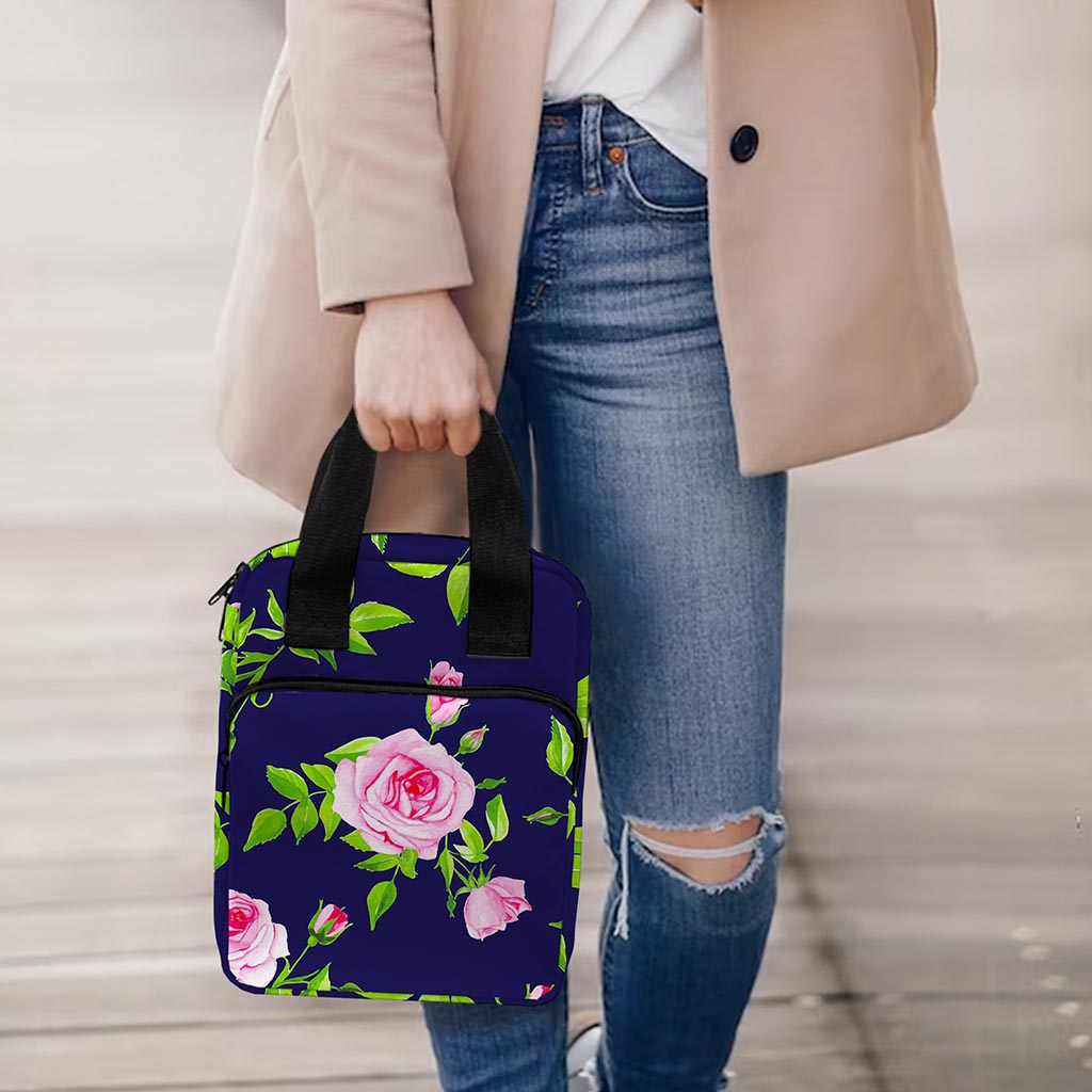 Pink Rose Floral Flower Pattern Print Bible Tote Bag