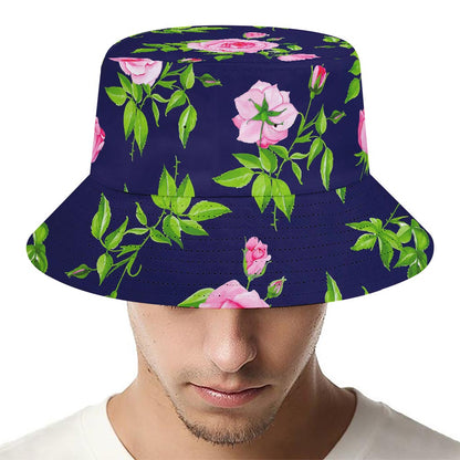 Pink Rose Floral Flower Pattern Print Bucket Hat