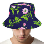 Pink Rose Floral Flower Pattern Print Bucket Hat