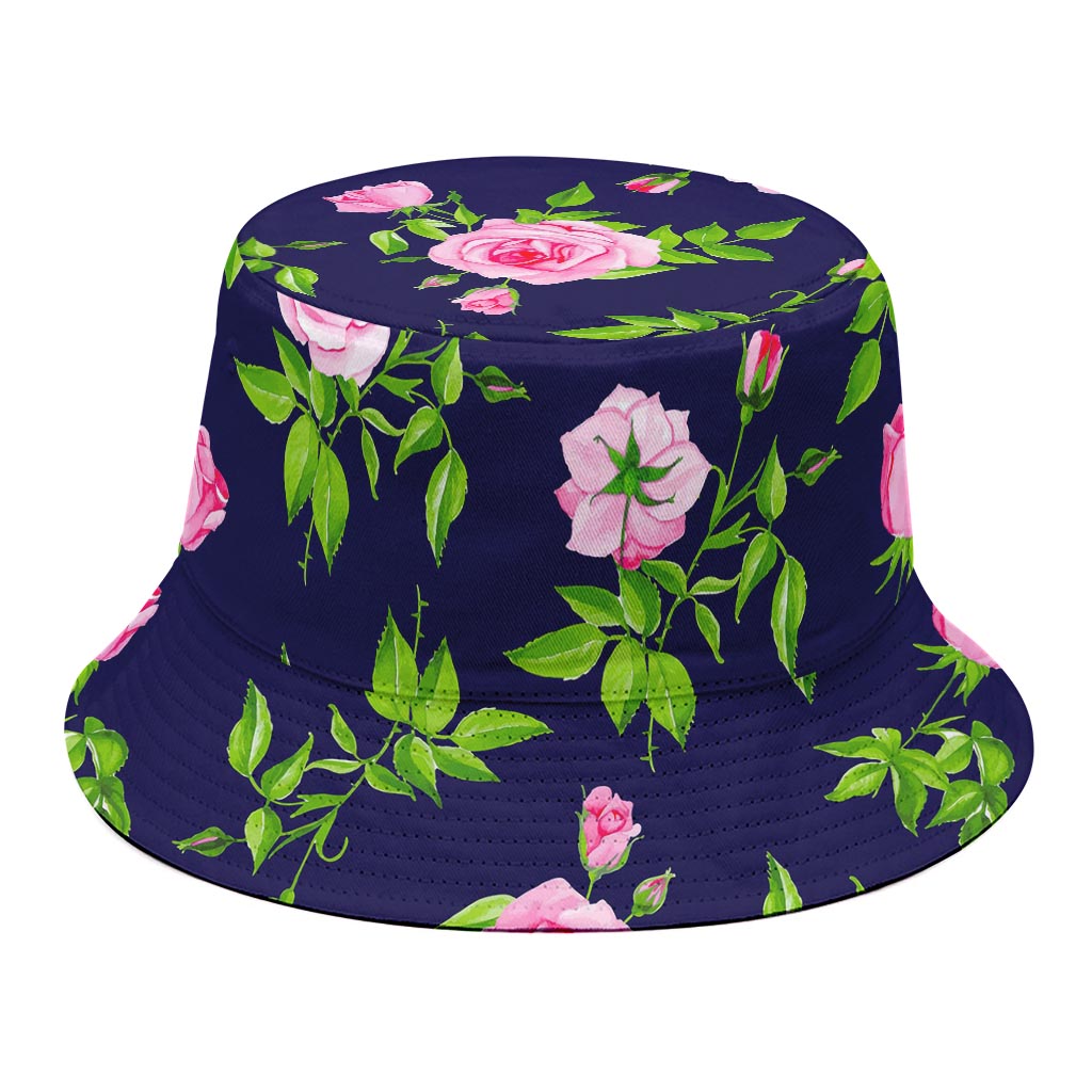 Pink Rose Floral Flower Pattern Print Bucket Hat