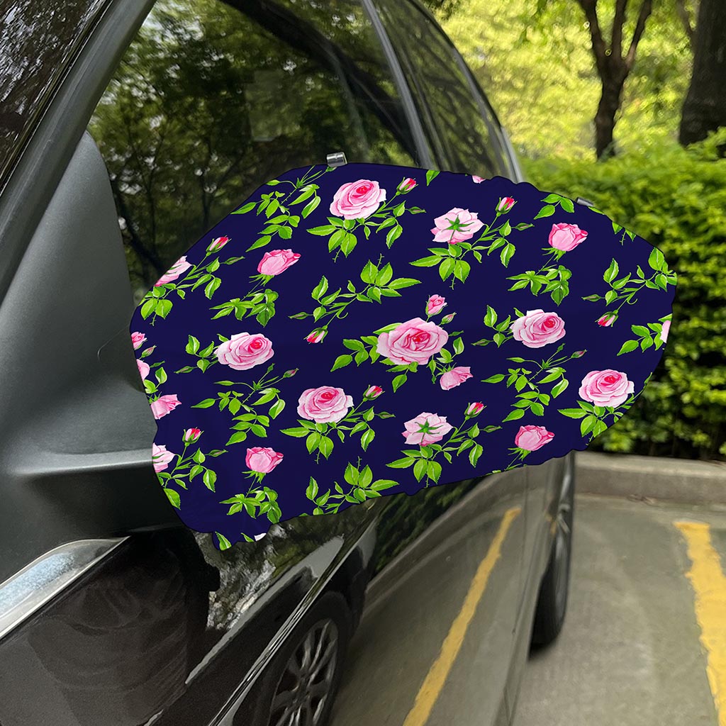 Pink Rose Floral Flower Pattern Print Car Side Mirror Covers