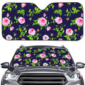 Pink Rose Floral Flower Pattern Print Car Windshield Sun Shade