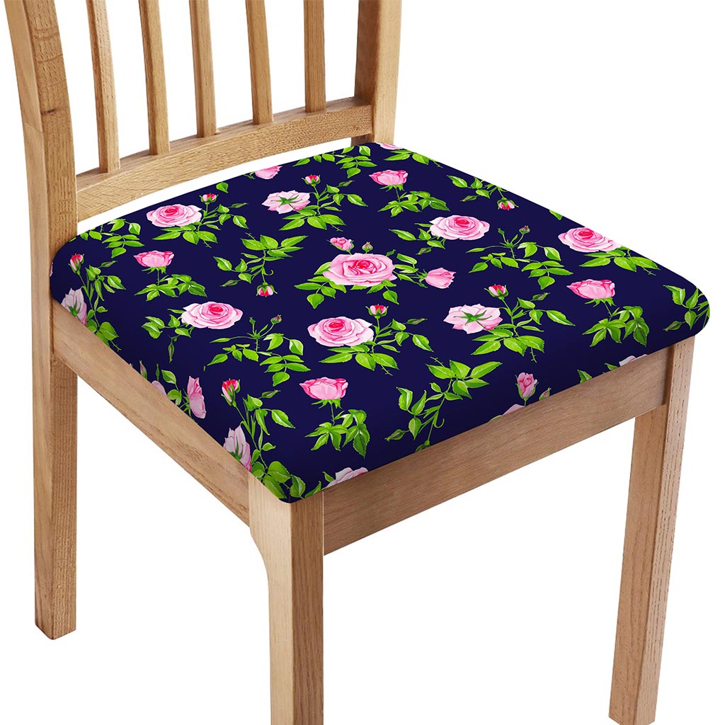 Pink Rose Floral Flower Pattern Print Chair Cushion Cover