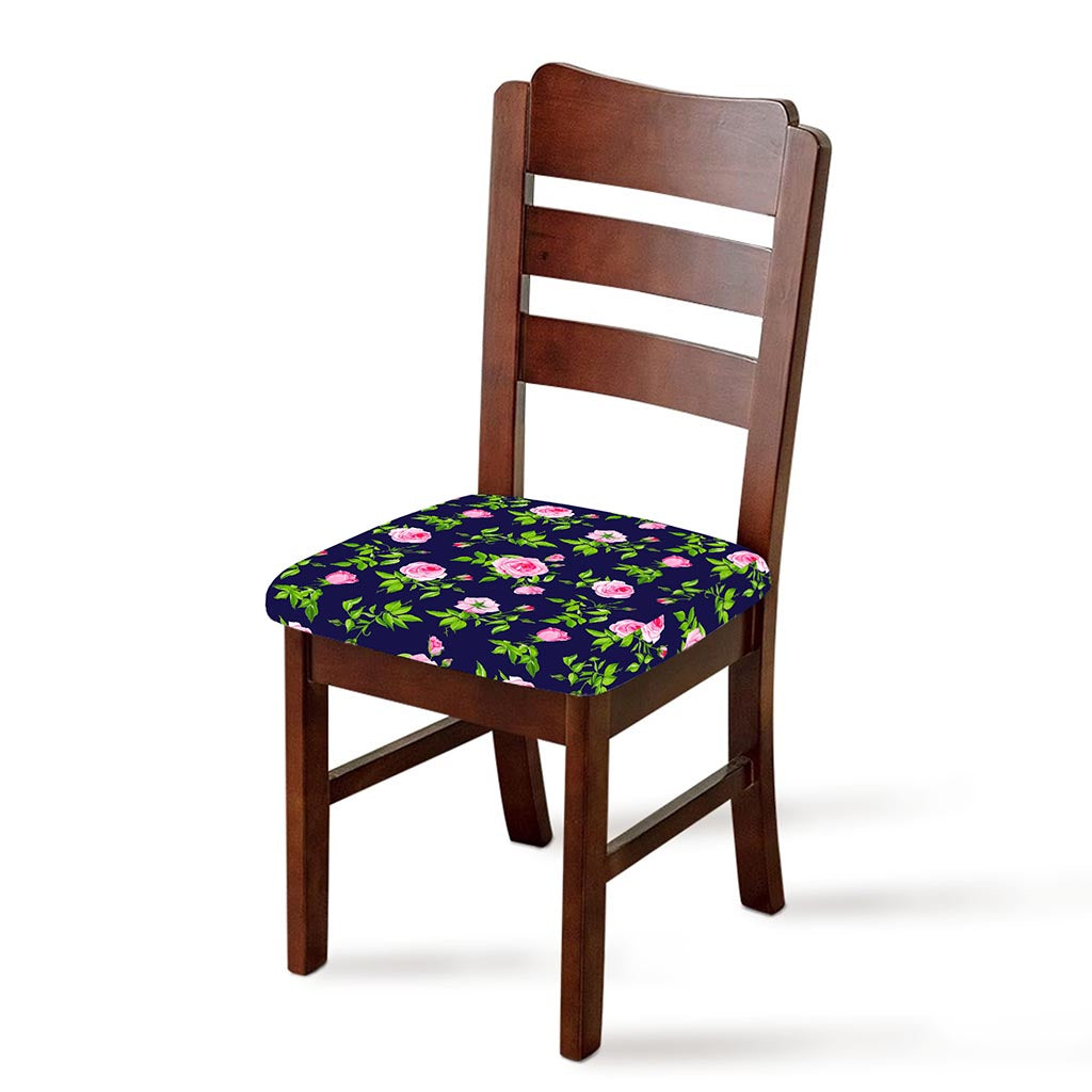 Pink Rose Floral Flower Pattern Print Chair Cushion Cover
