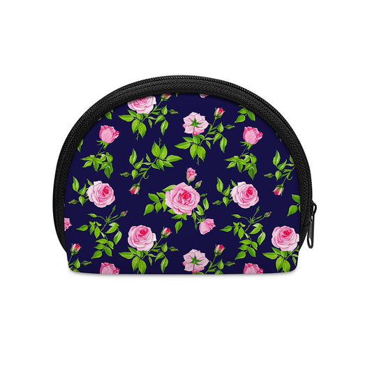 Pink Rose Floral Flower Pattern Print Coin Purse