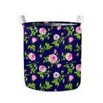 Pink Rose Floral Flower Pattern Print Collapsible Laundry Basket