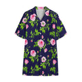 Pink Rose Floral Flower Pattern Print Cotton Hawaiian Shirt