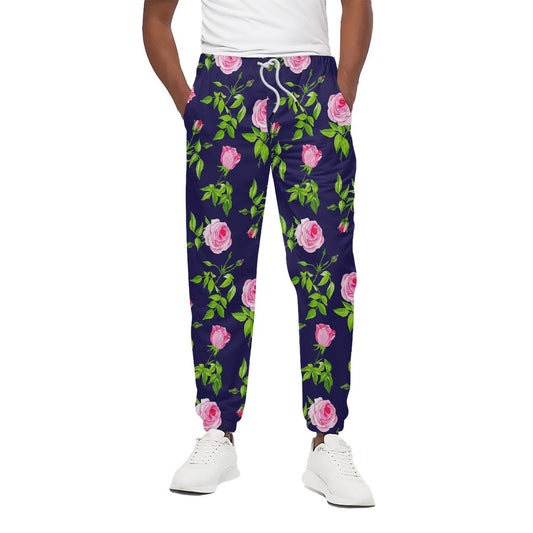 Pink Rose Floral Flower Pattern Print Cotton Pants