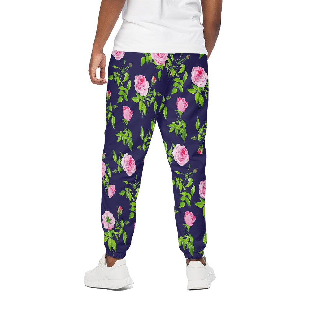 Pink Rose Floral Flower Pattern Print Cotton Pants
