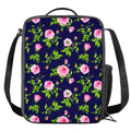Pink Rose Floral Flower Pattern Print Crossbody Lunch Bag