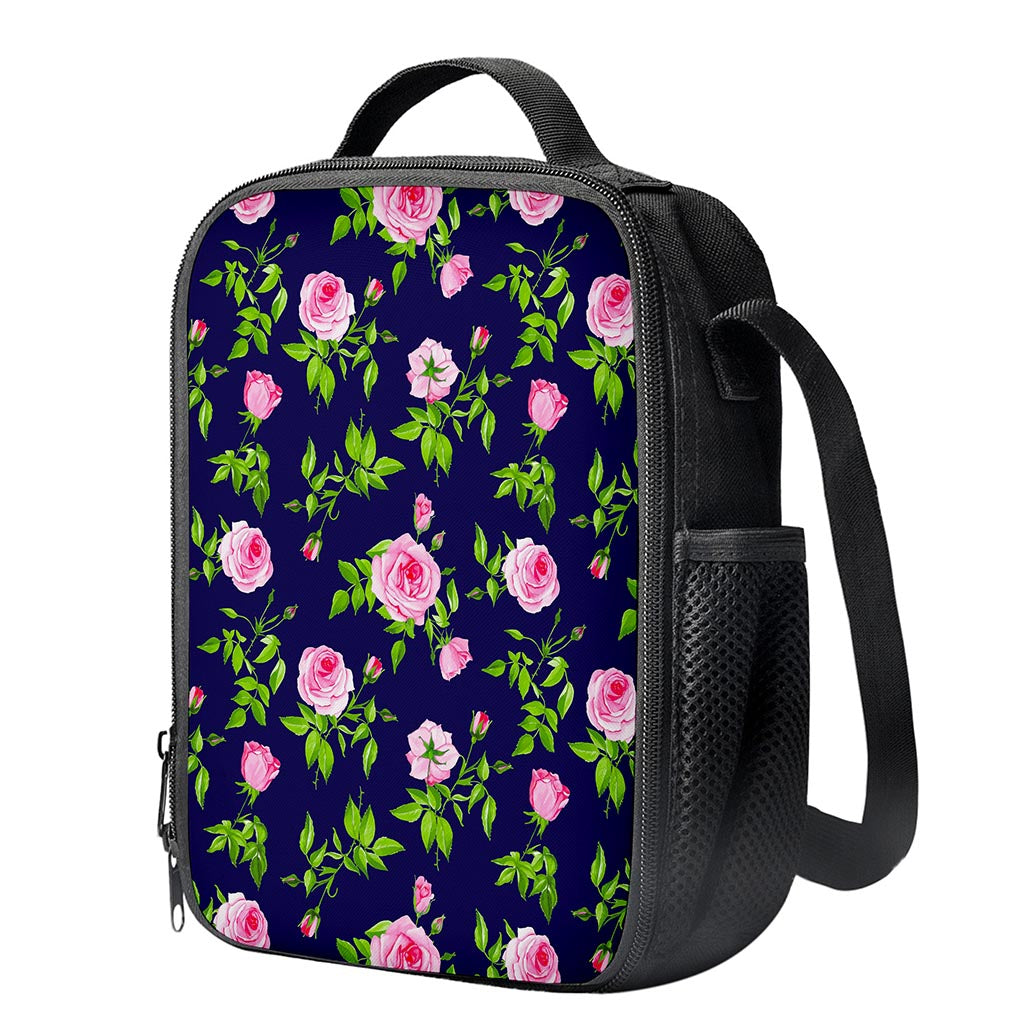 Pink Rose Floral Flower Pattern Print Crossbody Lunch Bag