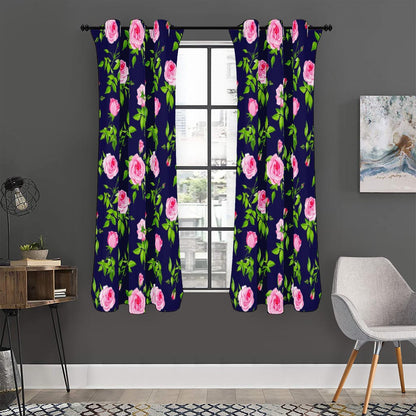 Pink Rose Floral Flower Pattern Print Curtain