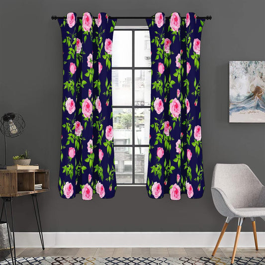 Pink Rose Floral Flower Pattern Print Curtain