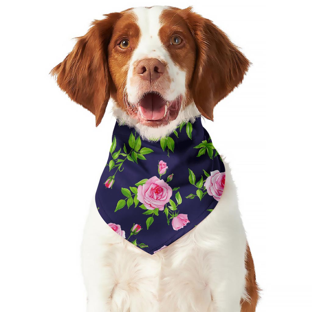 Pink Rose Floral Flower Pattern Print Dog Bandana