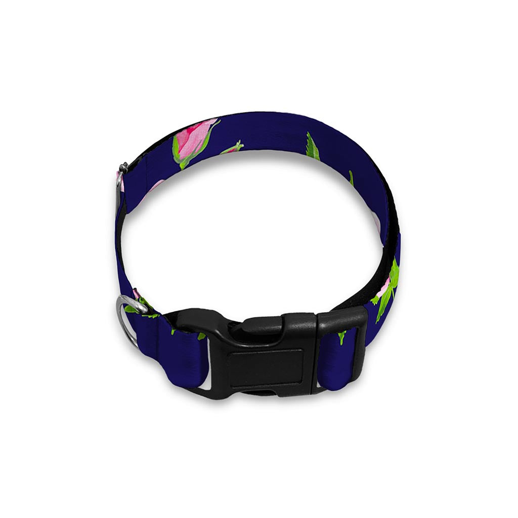 Pink Rose Floral Flower Pattern Print Dog Collar